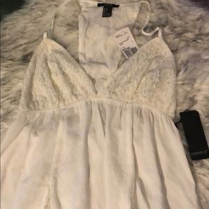 Woven lace white/cream top